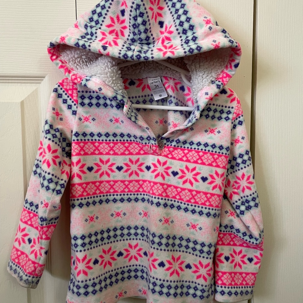 Fair isle girls hooded sweater